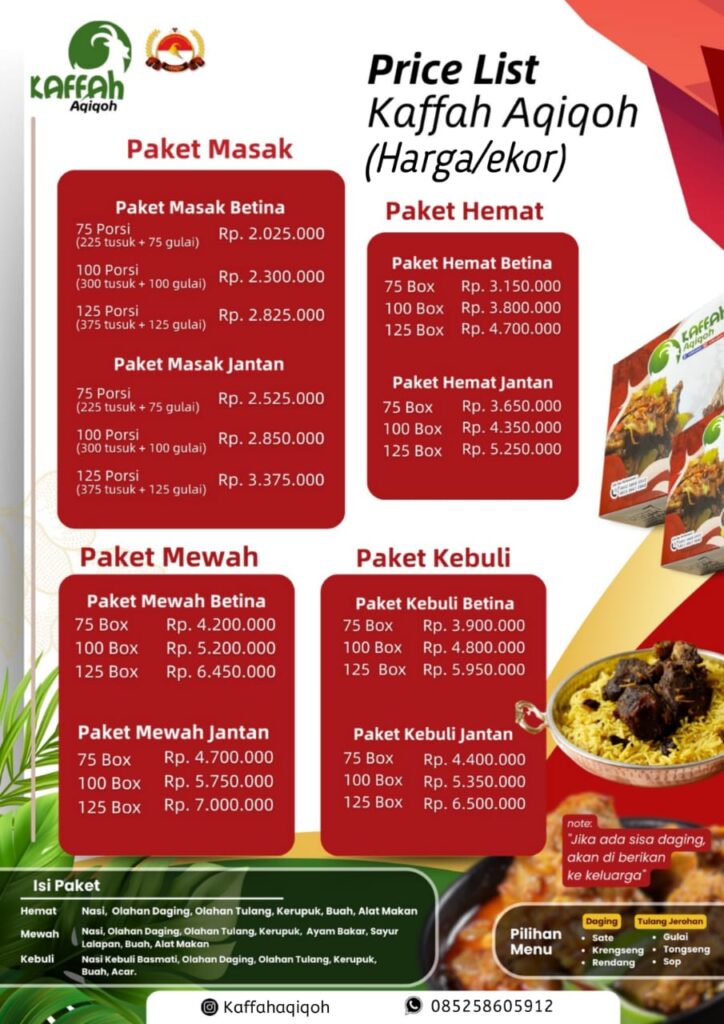 Daftar Harga Kaffah Aqiqoh